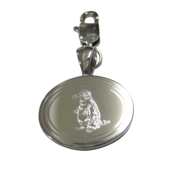 Kiola Designs Accessories Silver Toned Oval Etched Duck Billed